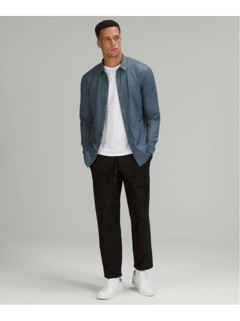 Lululemon Commission Long Sleeve Shirt Oxford Men’s L Blue Minimalist Preppy
